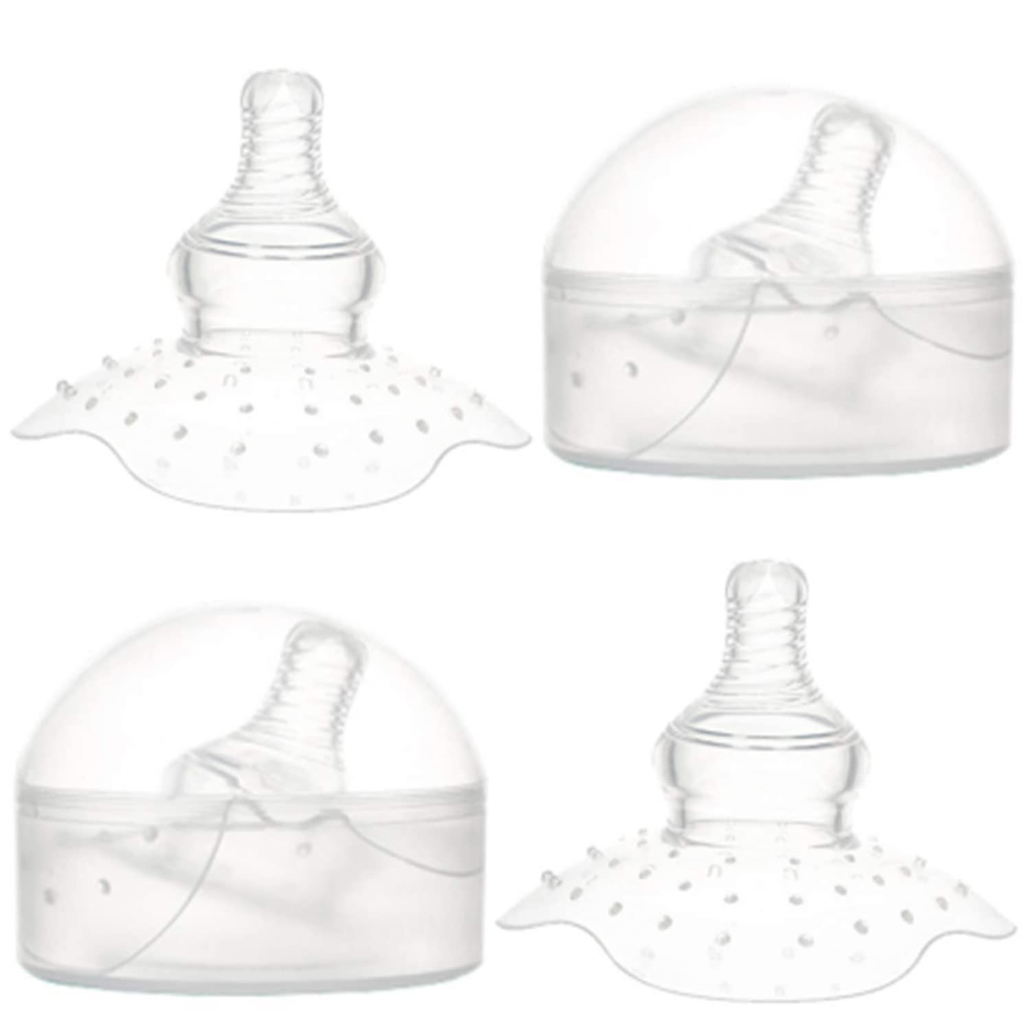 Szczw 2 Pack Nipple Shield, Premium Contact Nippleshield for Breastfeeding with Latch Difficulties or Flat Inverted Nipples, Clear