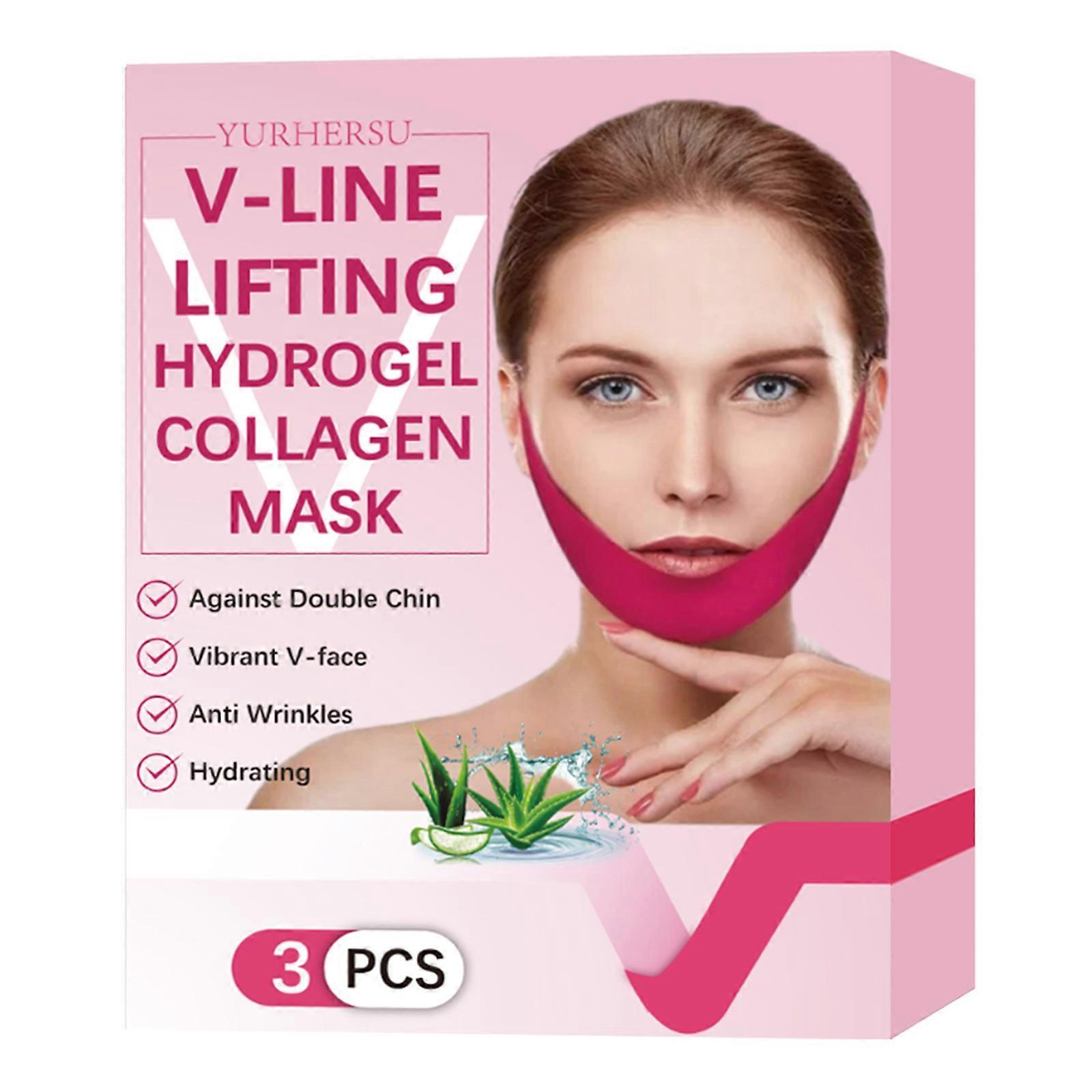 Unbrand V Line Lifting Mask,  V Line Shaping Face Masks, Double Chin Reducer Lifting Hydrogel Collagen Mask, V Shape Face Tape for Skin Firming 3Pa...