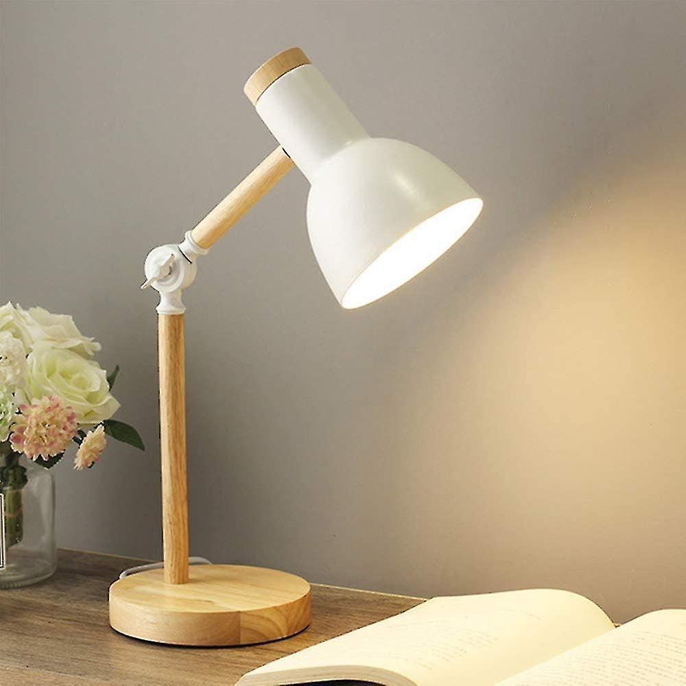 Ddyyhe Decoration Table Lamp Led Desk Lamp E27 Living Room Wooden Lamp Modern white