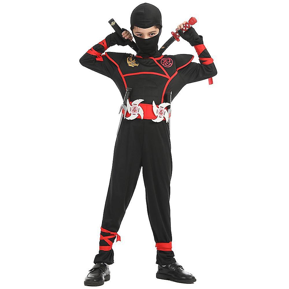 Shinestar Ninja Cosplay Costume Halloween Full Set Fancy Dress Up For Kids, Ninja Jumpsuit Mask Gloves Belt Dagger Darts Prop Roleplay Party Outfit...