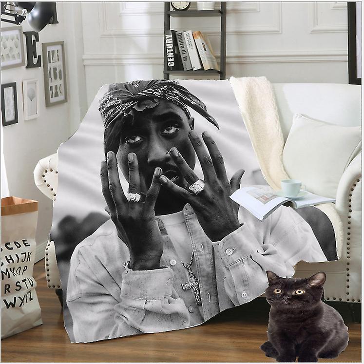 Roobeki 2pac Tupac Fleece Blanket Plush 3d Printed for Adults Sofa Sherpa Fleece Bedspread Wrap Throw Blanket style-3 Yellow 150x200cm