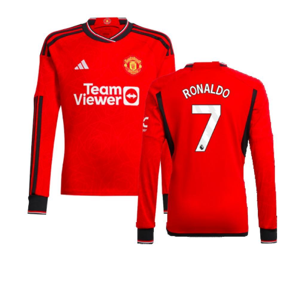 Adidas 2023-2024 Man Utd Home Long Sleeve Shirt (Kids) (Ronaldo 7) Red 15/16 Years - 34-36 Inch