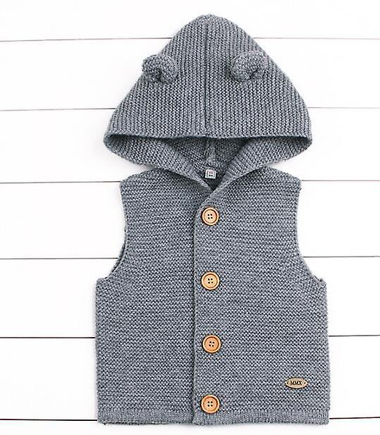 Slowmoose Baby Knitting Cardigan Winter Warm, Newborn Infant Sweaters Long Sleeve Hooded 12M / gray-350853