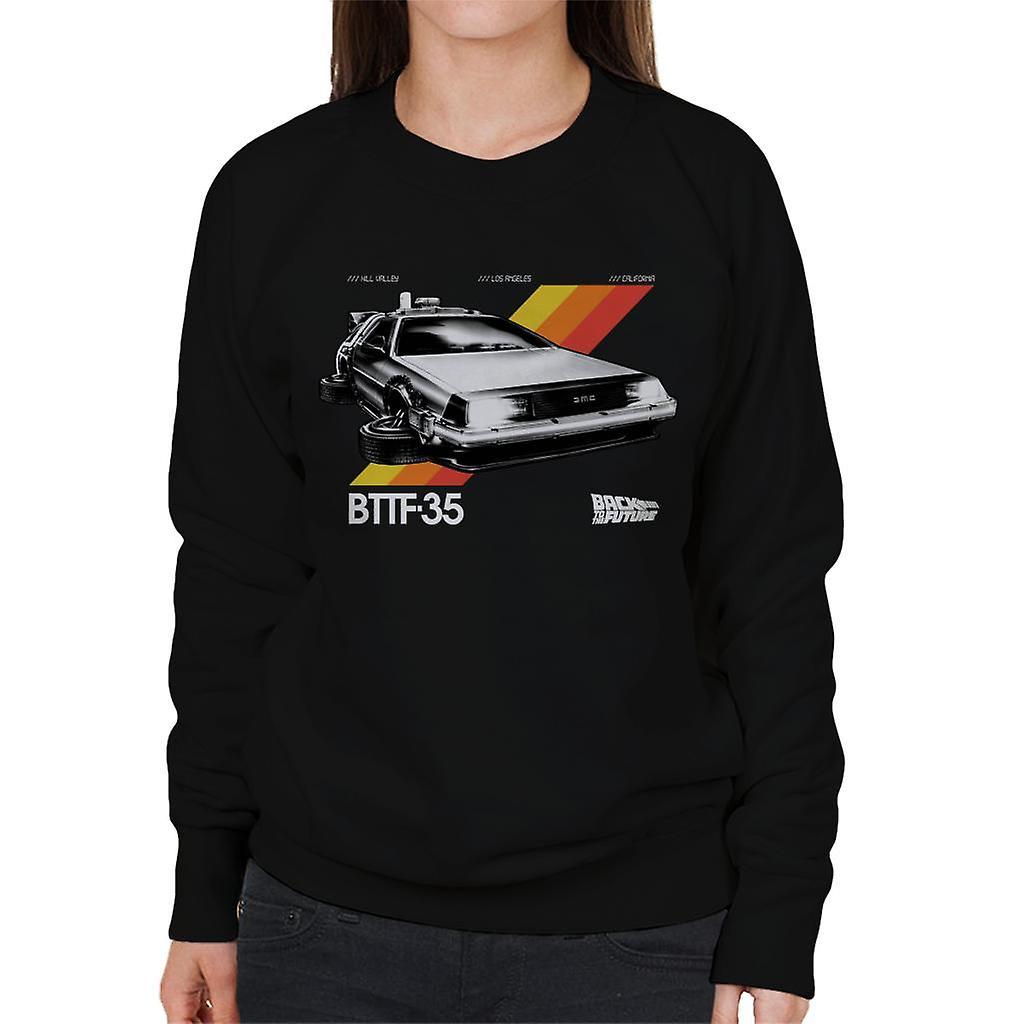 Back to the Future 35th Anniversary Delorean Women's Sweatshirt Black Medium