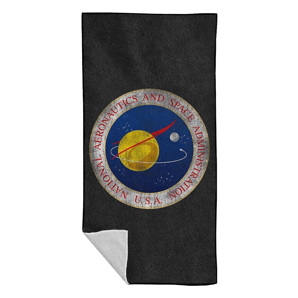 NASA Seal Insignia Distressed Beach Towel Black 70 x 140cm