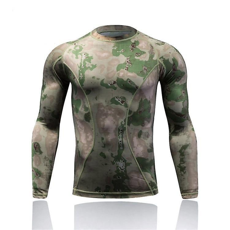 Slowmoose Quick Dry Tactical Combat Shirt, Camo Men Long Sleeve T-shirts XL / E