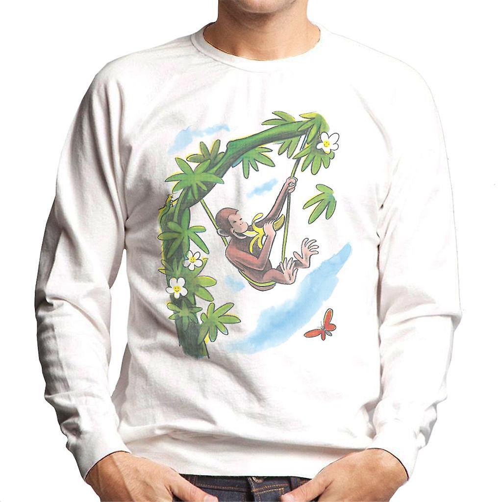 Curious George Vine Hammock And Banana Men's Sweatshirt White X-Large