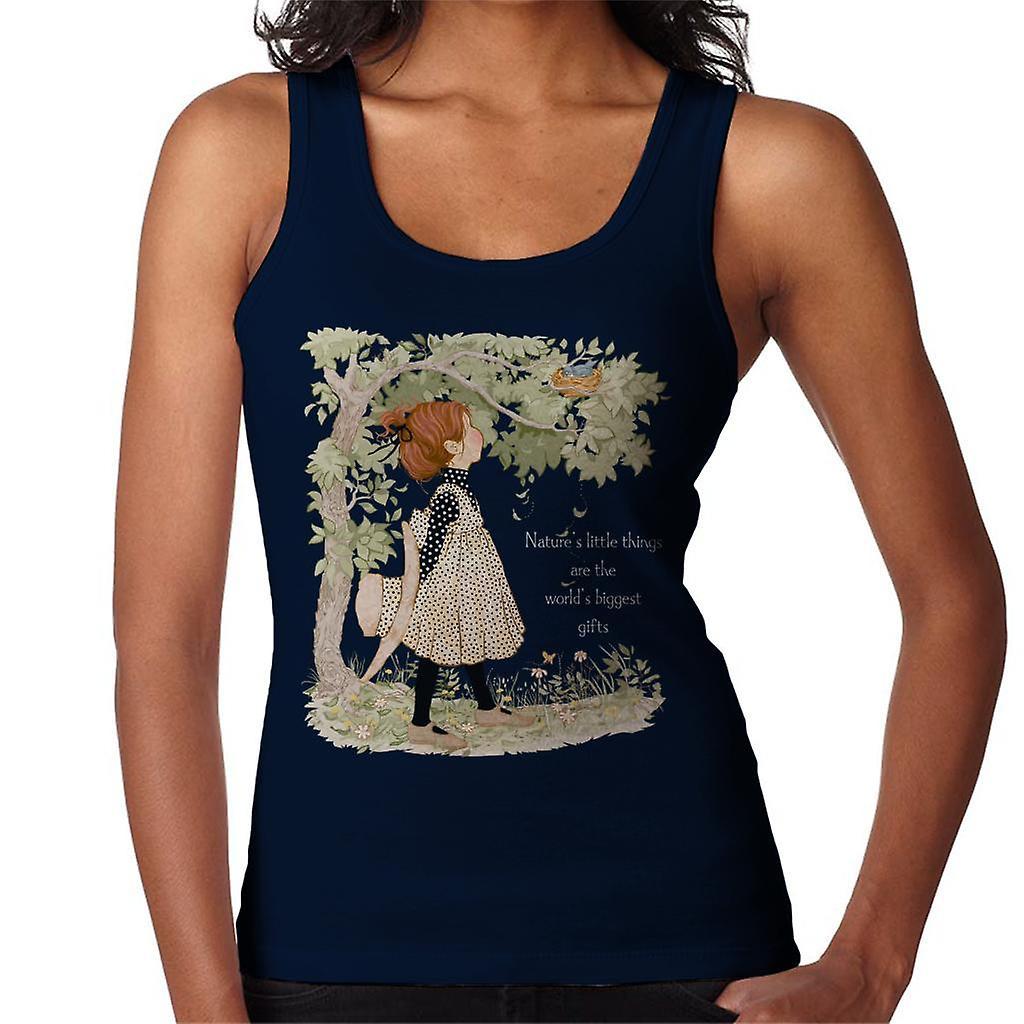 Holly Hobbie Natures Little Things Light Text Women's Vest Navy Blue Medium