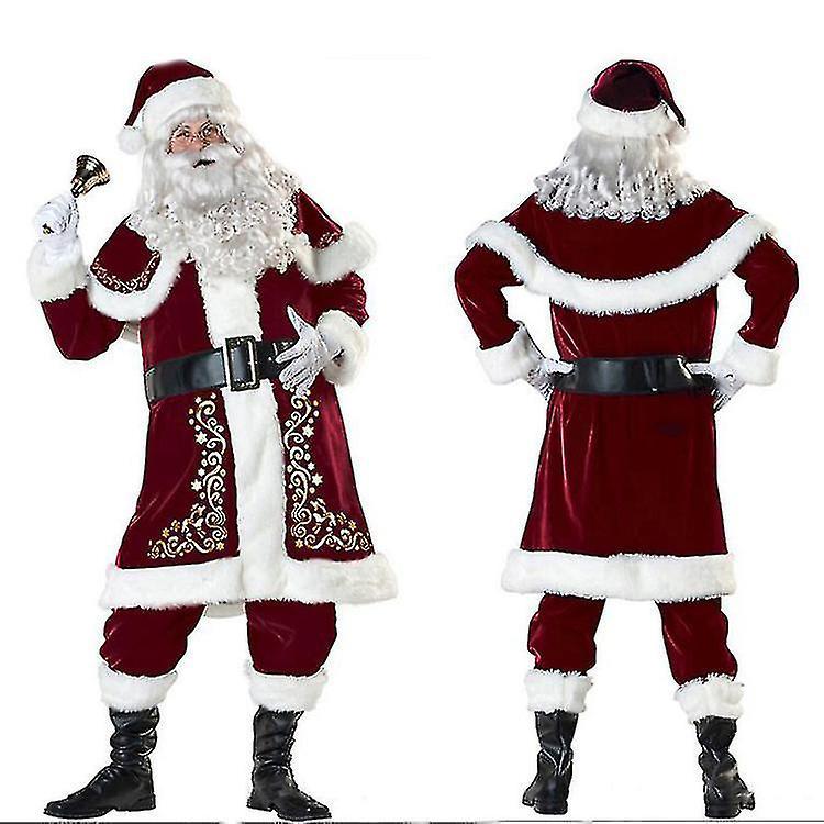 Sitabo Santa Claus Suit Adult Christmas Cosplay Costume Red Deluxe Velvet Fancy 4XL