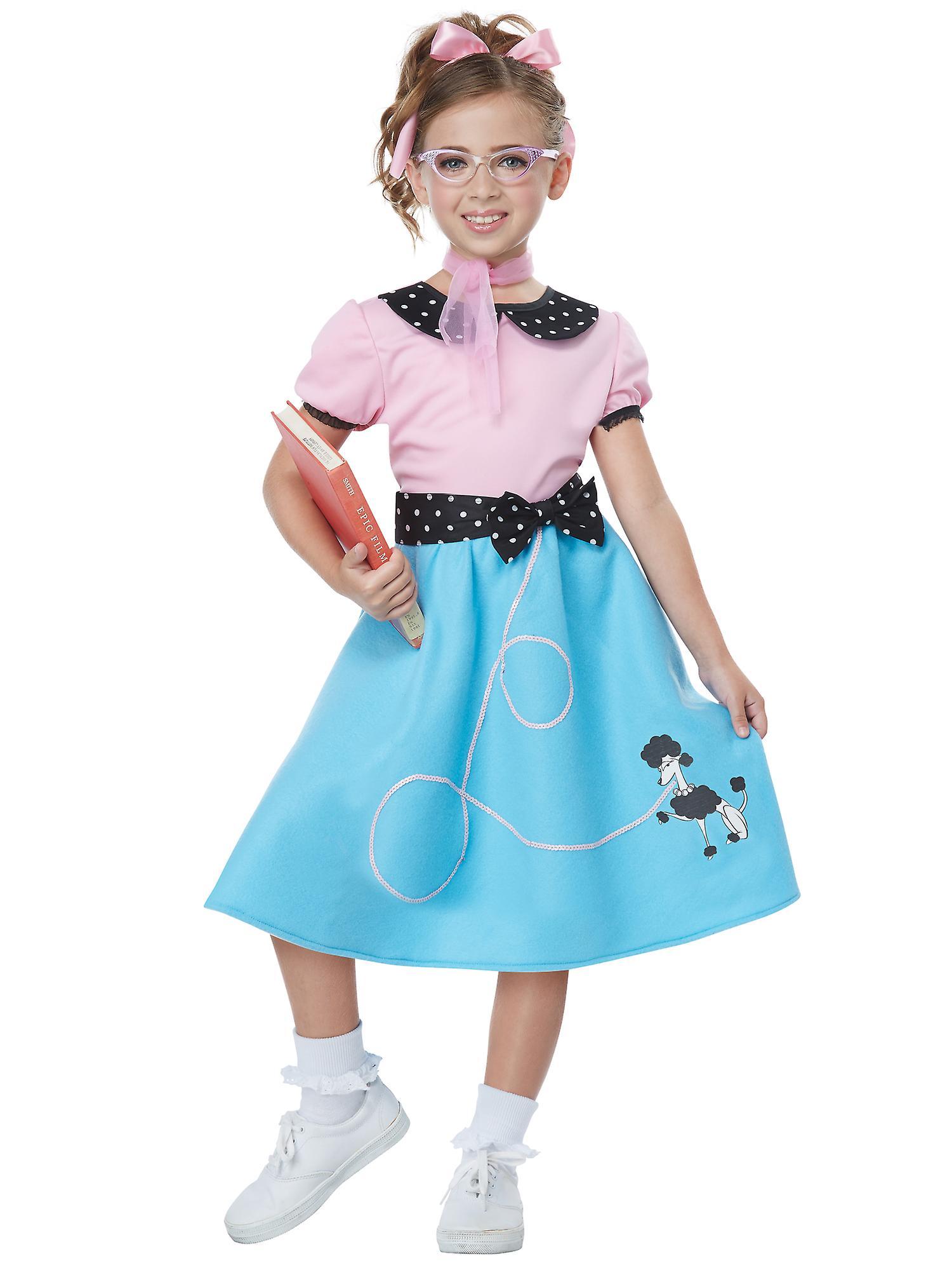 California Costume Collections 50s Sock Hop Dress Greaser Rock Roll Old School Book Week Girls Costume Multi-Colour Medium (8-10)