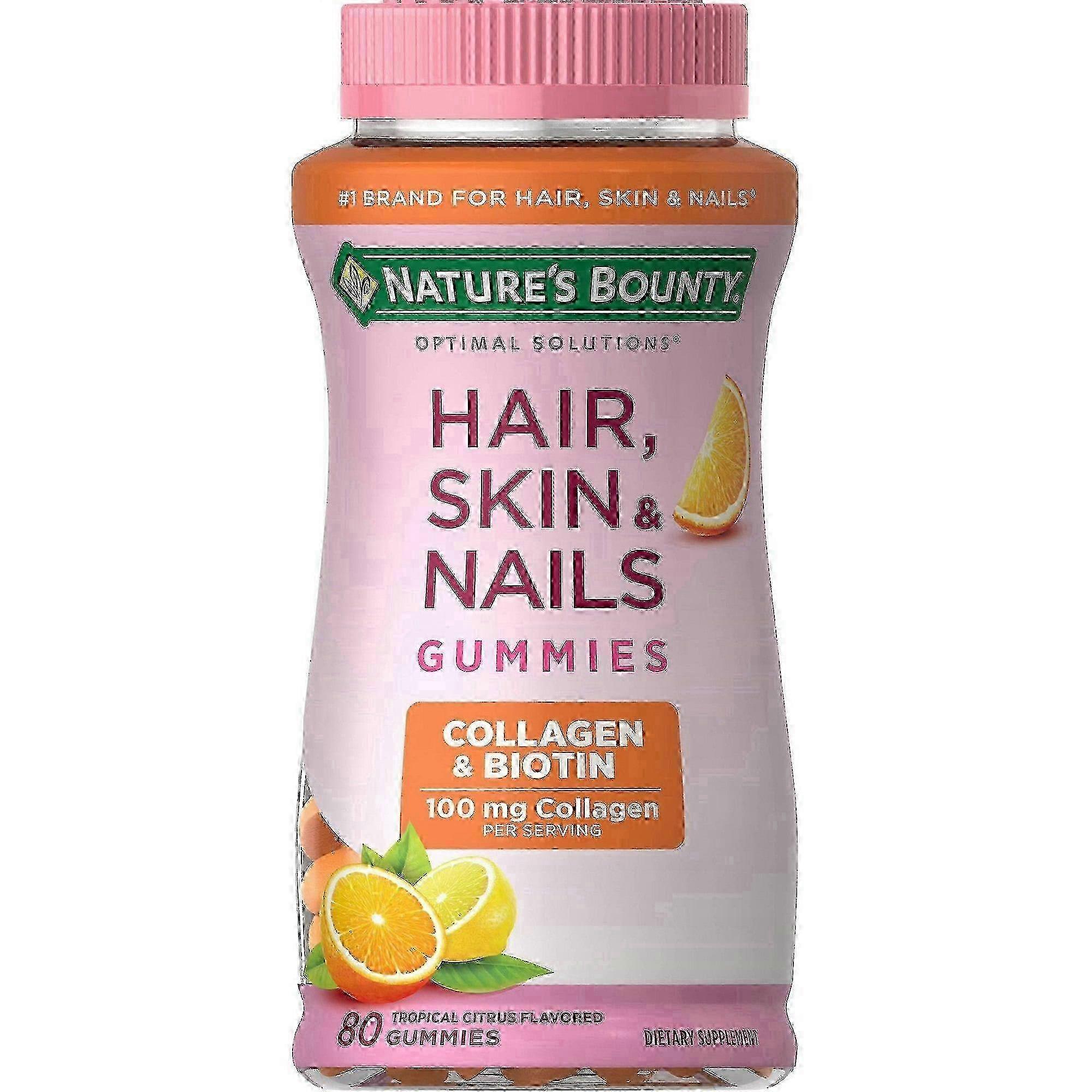 Natures Bounty Nature's Bounty Hair, Skin, & Nail With Biotin & Collagen, Gummies, Tropical Citrus, 80 Ea