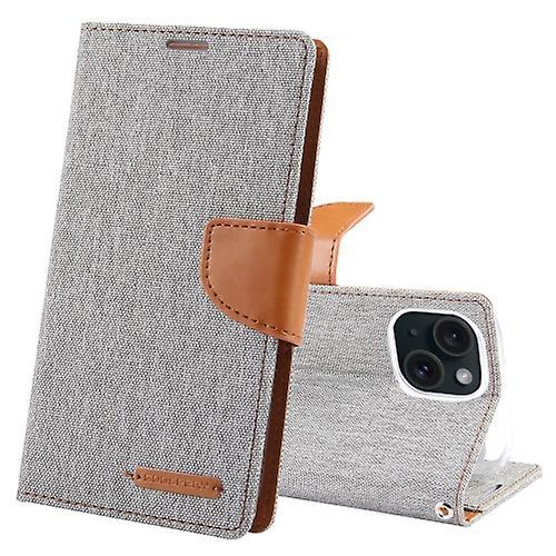 Mobile Case For Iphone 15 Goospery Canvas Diary Fabric Texture Flip Leather Mobile Phone Case Grey