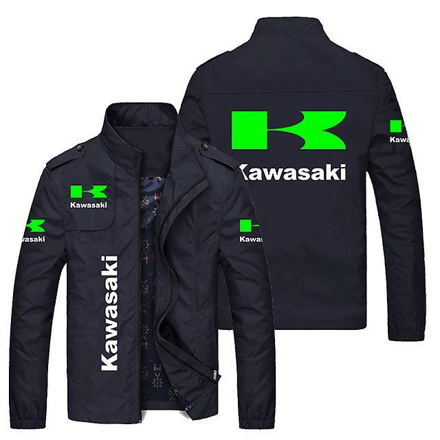 Coats 2023 Spring And Autumn Men's Casual Kawasaki Men's Charge Clothes Polyester Jacket Retro Locomotive Windproof Fashion Motorcycle Black 4xL