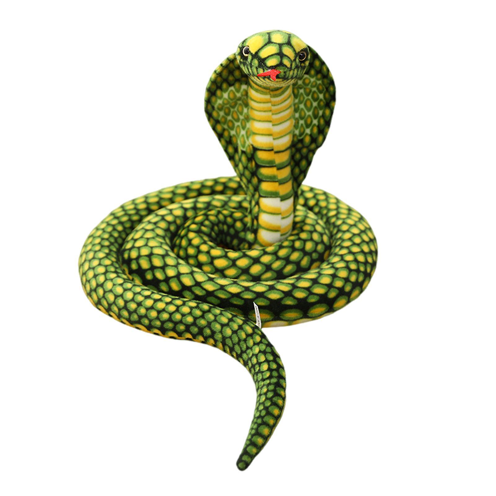 Hislaves Simulation Snake Plush Toy Snake Skin Giant Cobra Plushies Funny Trick Toy Soft Stuffed Children Educational Toy Green M