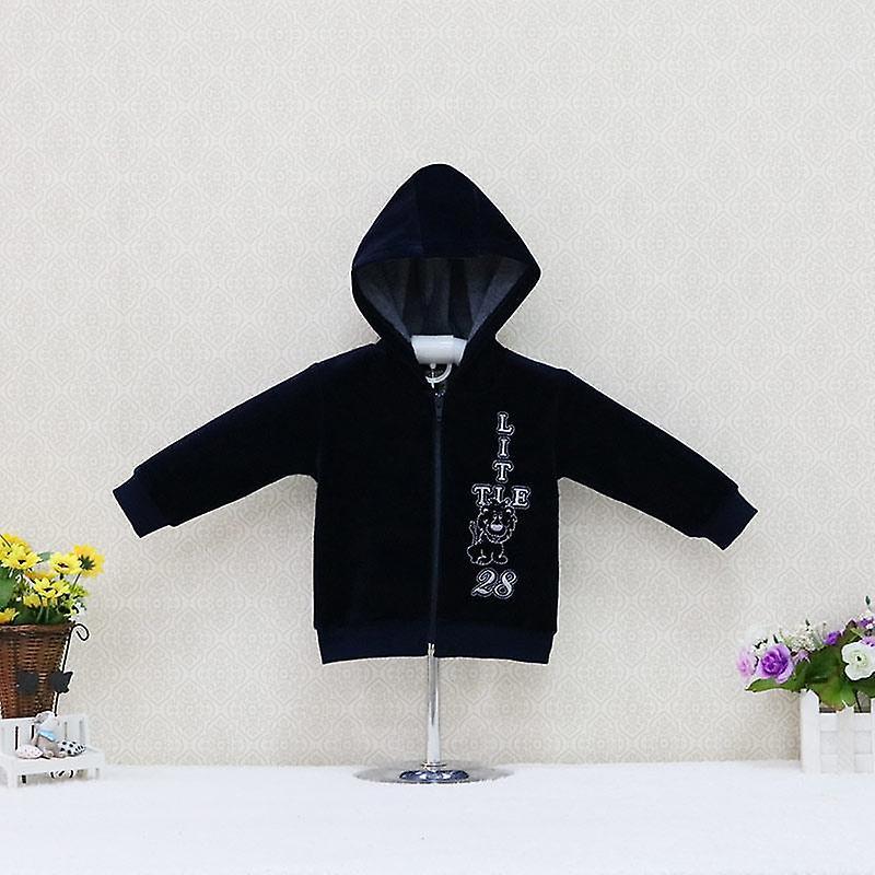 Slowmoose Baby, Long Sleeve Hooded Coat With Embroidery Purplish blue 6M