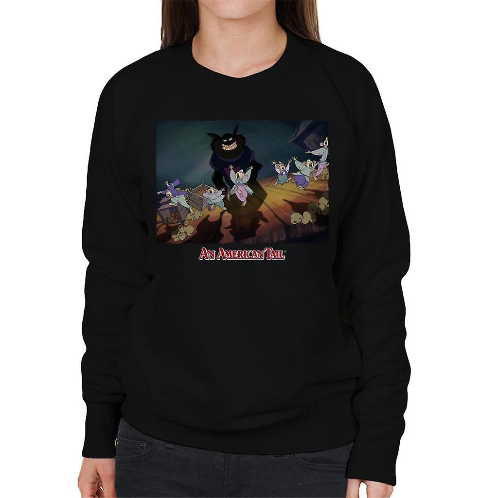 An American Tail Cossack Cats Looming Women's Sweatshirt Black Large