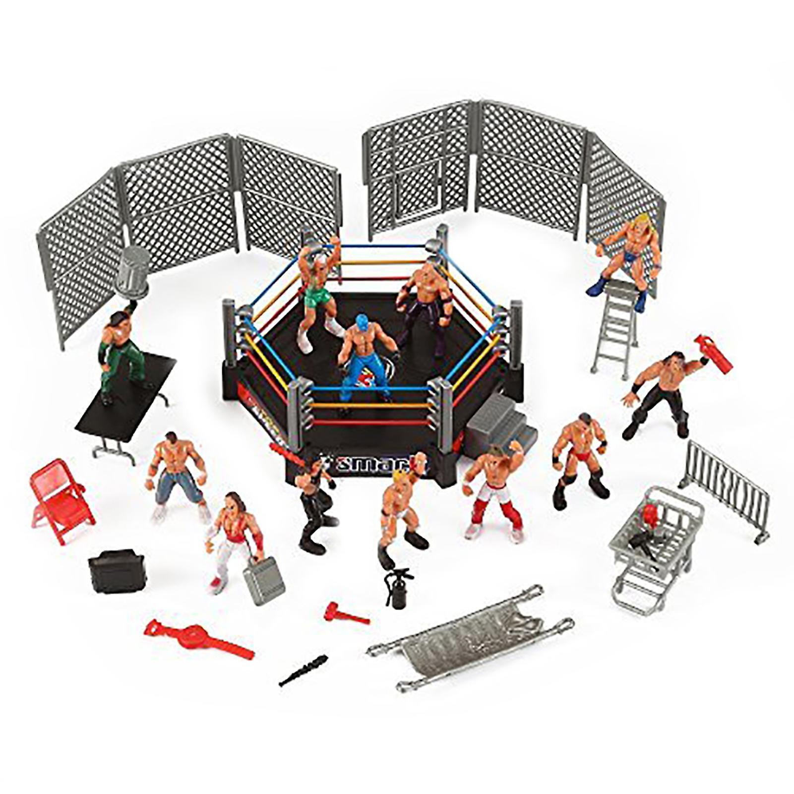 Yamaler 1 Set Wrestling Playset Realistic DIY Mini Wrestling Action Figure Play Set for Kids