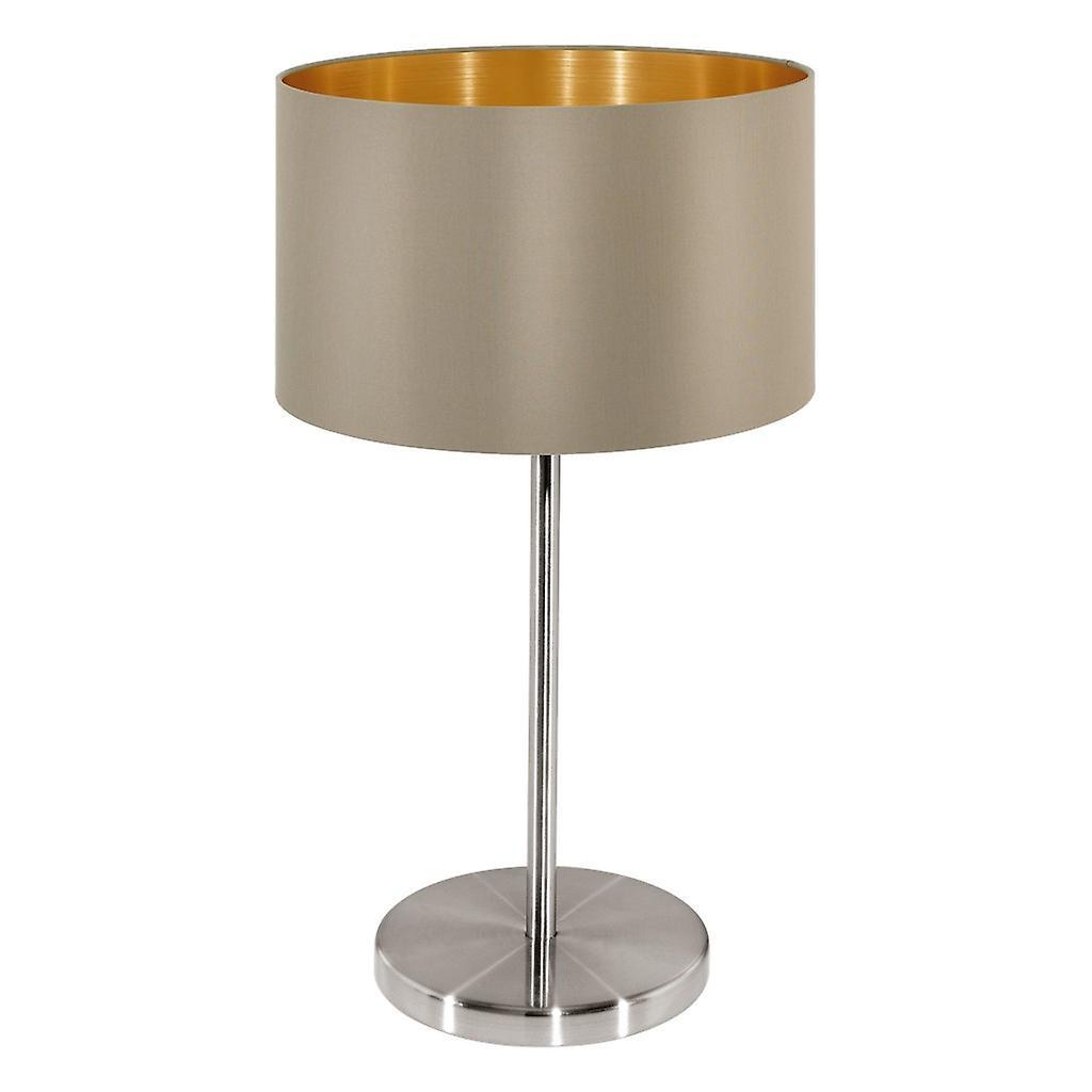 Eglo Lighting Maserlo 1 Light Table Lamp Satin Nickel, Taupe, E27