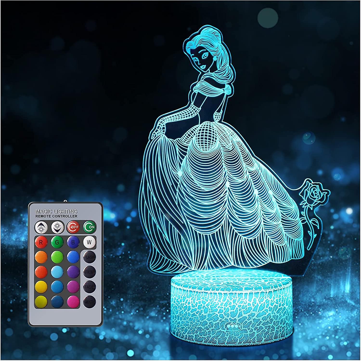 Ubiuo Princess Night Light For Kids, Dimmable Led Bedside Lamp, 16 Color Changing Night Lamp With Remote Control, Princess Toy Birthday Gifts For B...