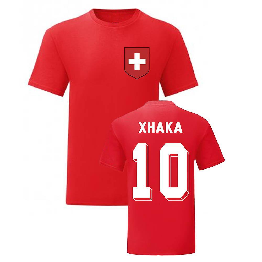 UKSoccerShop Granit Xhaka Switzerland National Hero Tee (Red) XSB (3-4 Years)