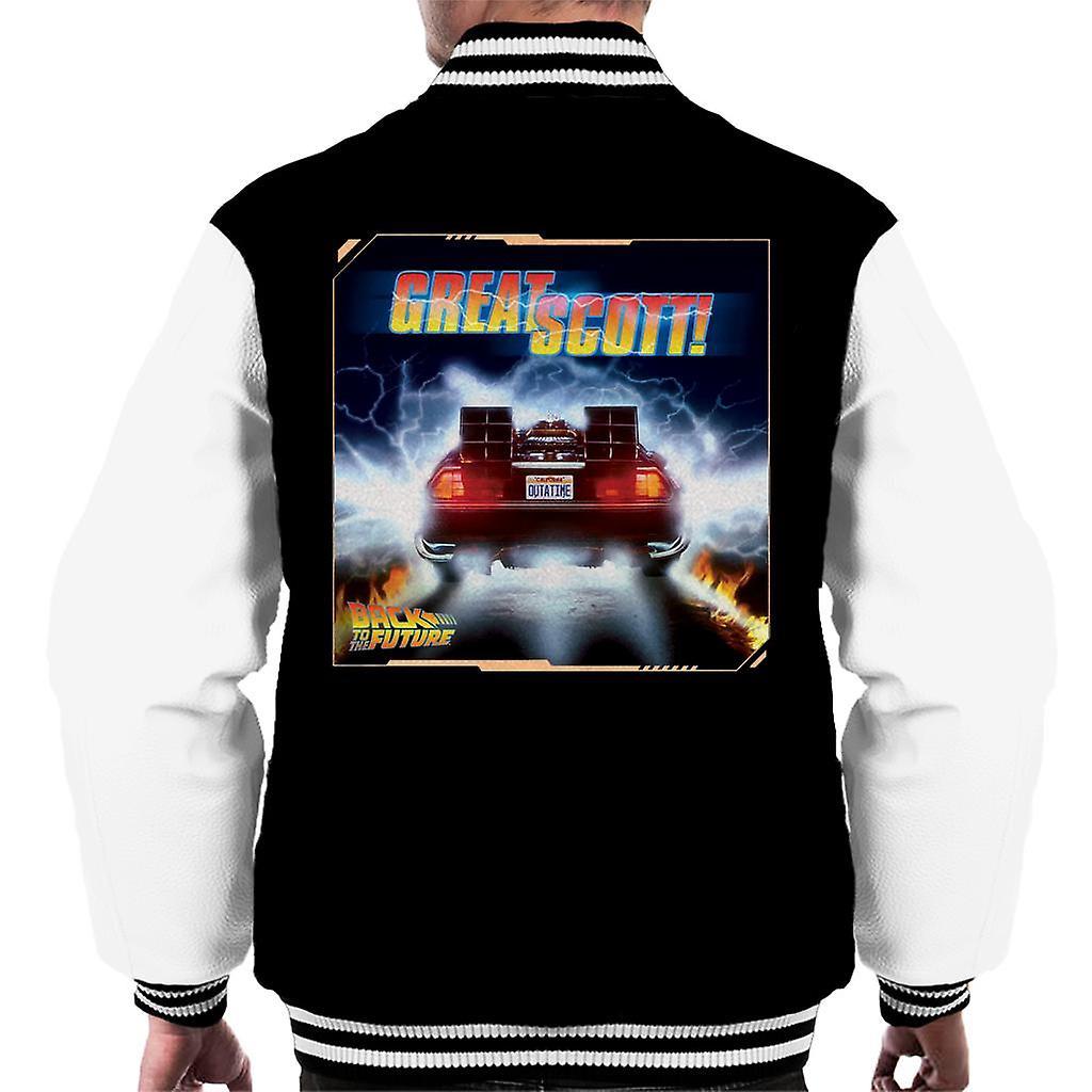 Back to the Future Delorean Great Scott Men's Varsity Jacket Black/White Medium