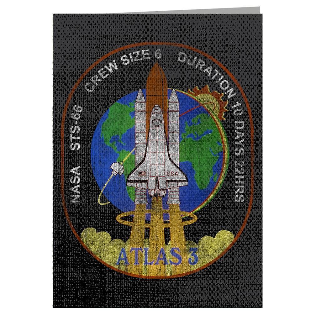 NASA STS 66 Atlantis Mission Badge Distressed Greeting Card Black 14.5 x 21cm