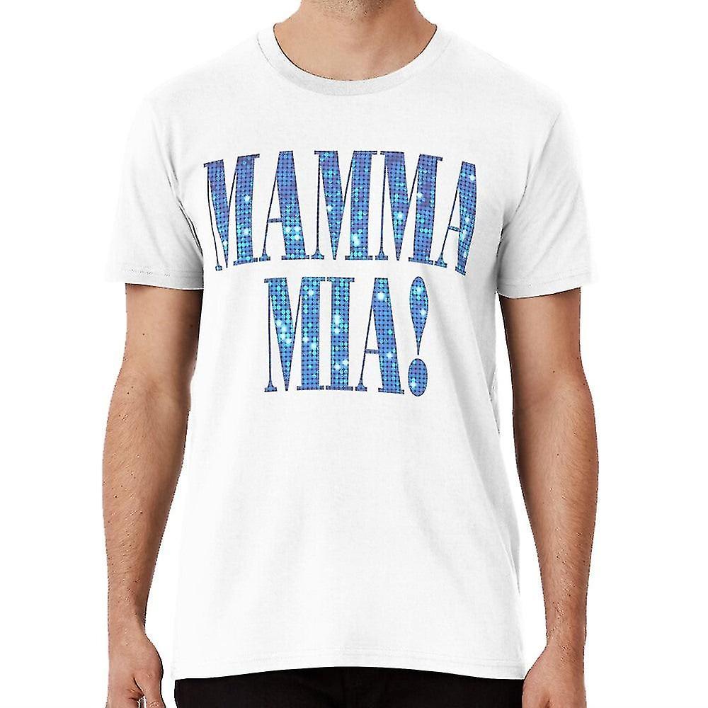 Gildan Mamma mia -disco- t-shirt here we go again movie musicals broadway White L