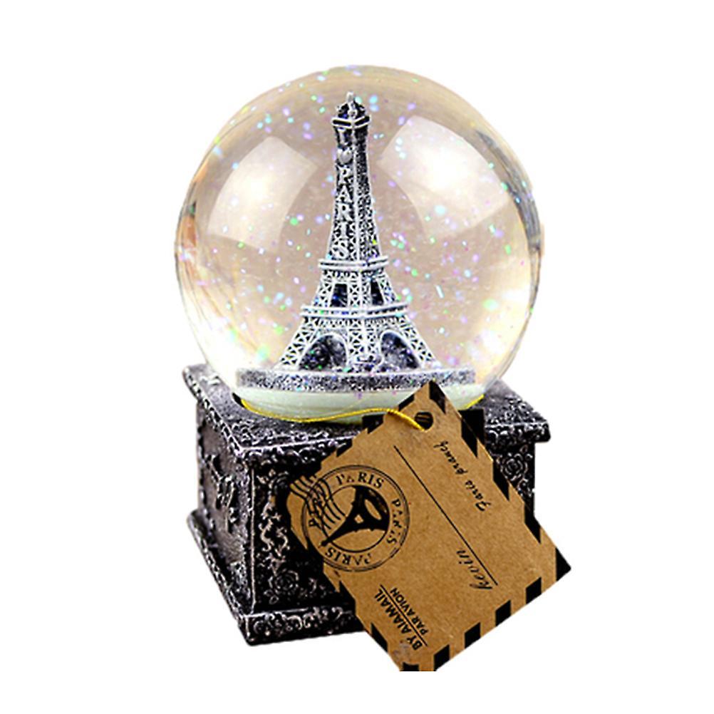 Tinksky Nativity Snow Globe Snow Tower Snowflake Snow Globe Home Desktop Decoration Eiffel Tower Music Box Paris Snow Globe M