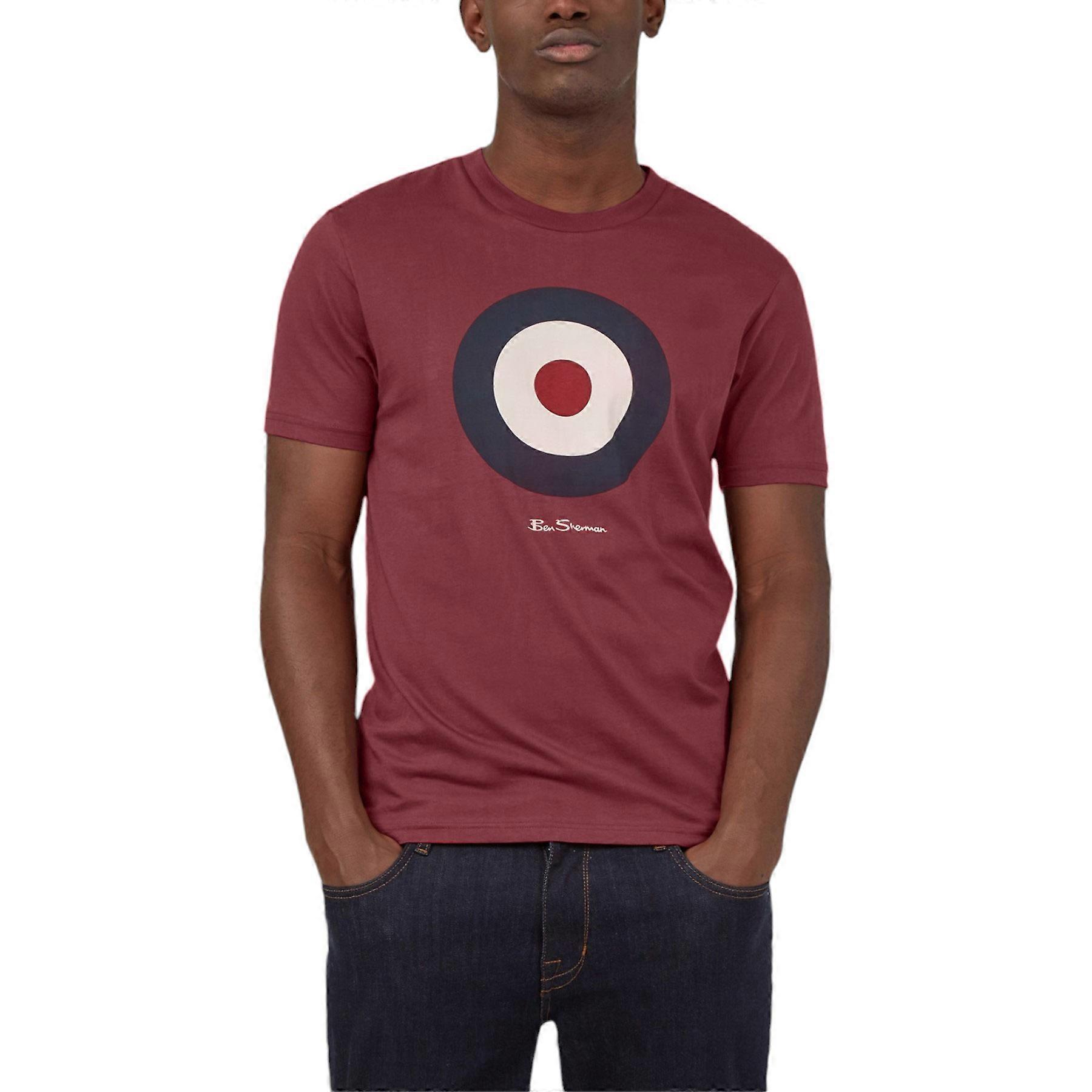 Ben Sherman Mens T Shirt Target Logo Crew Neck Casual Summer Cotton Tee Xs - 5xl Burgundy and Navy