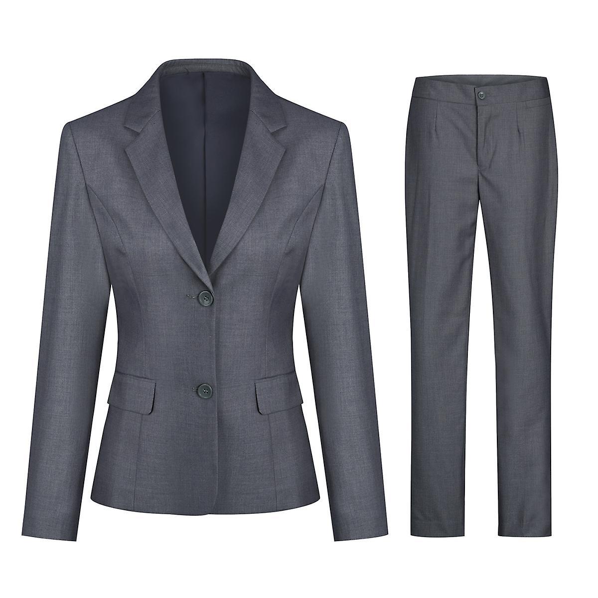 Yunclos Women's 2 Pieces Classic Business Suit Sets Gray M