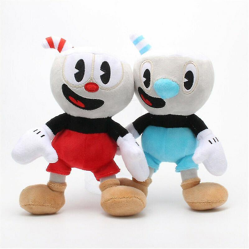 Tinor 2pcs/set 10" Cuphead Plush Mugman Mecup And Brocup Stuffed Doll