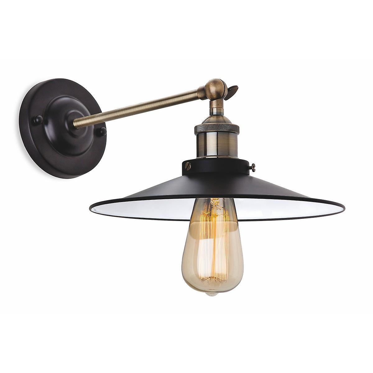 Ashby 1 Light Indoor Dome Wall Light Black Antique Brass E27