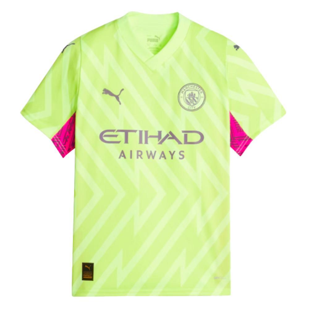 Puma 2023-2024 Man City SS Goalkeeper Shirt (Yellow) Medium Adults