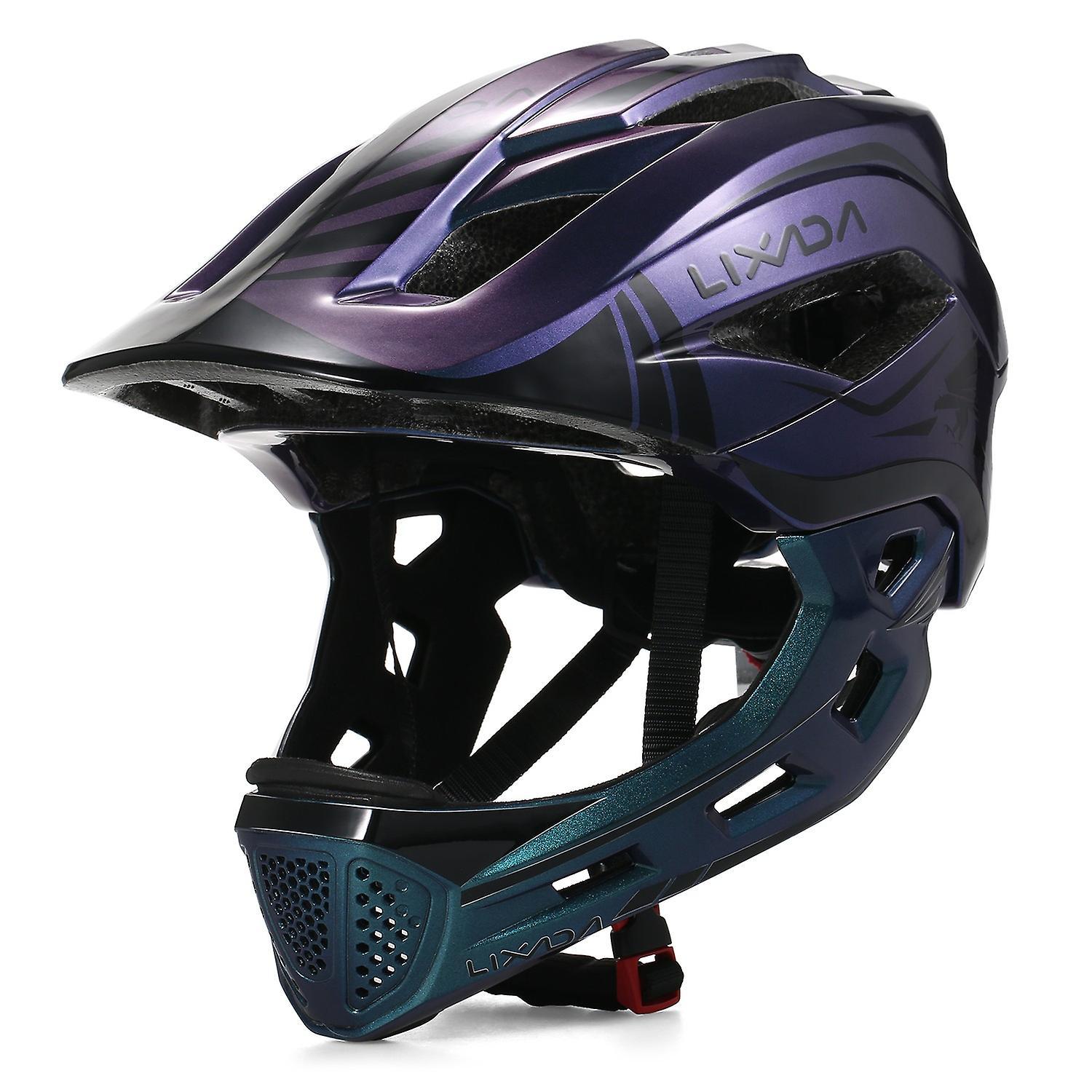 Lixada Kids Detachable Full Face Helmet Children Sports Safety Bike Helmet Protective Gear for Cycli black/green/blue Blue-Purple