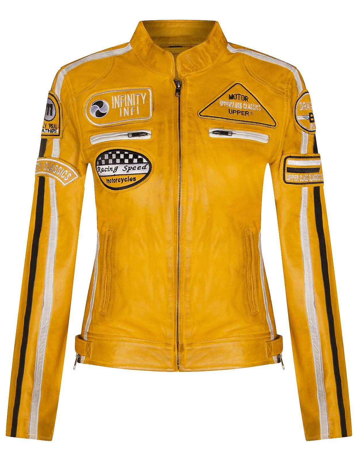 Leather Biker Racing Badges Jacket-Agadir