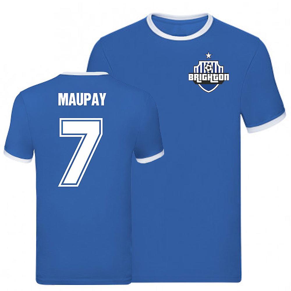 UKSoccerShop Neil Maupay Brighton Ringer Tee (Blue) Medium (38-40 inch)