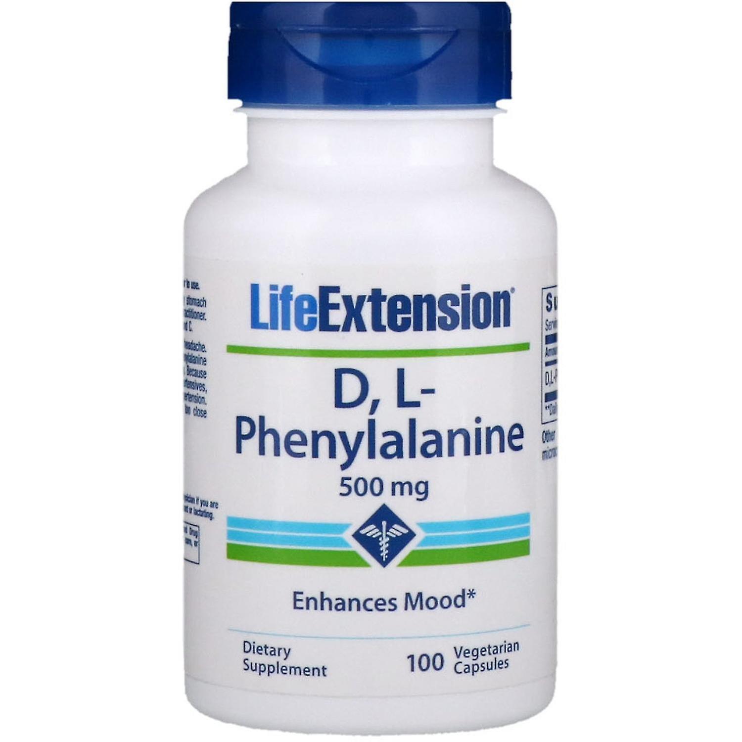 Life Extension, D, L-Phenylalanine, 500 mg, 100 Vegetarian Capsules