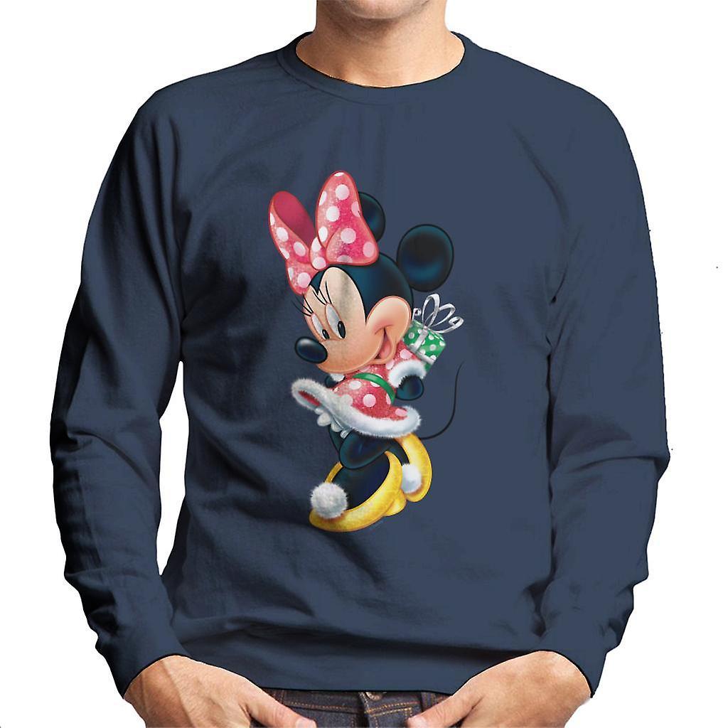 Disney Christmas Minnie Mouse Hiding Present Men's Sweatshirt Navy Blue X-Large