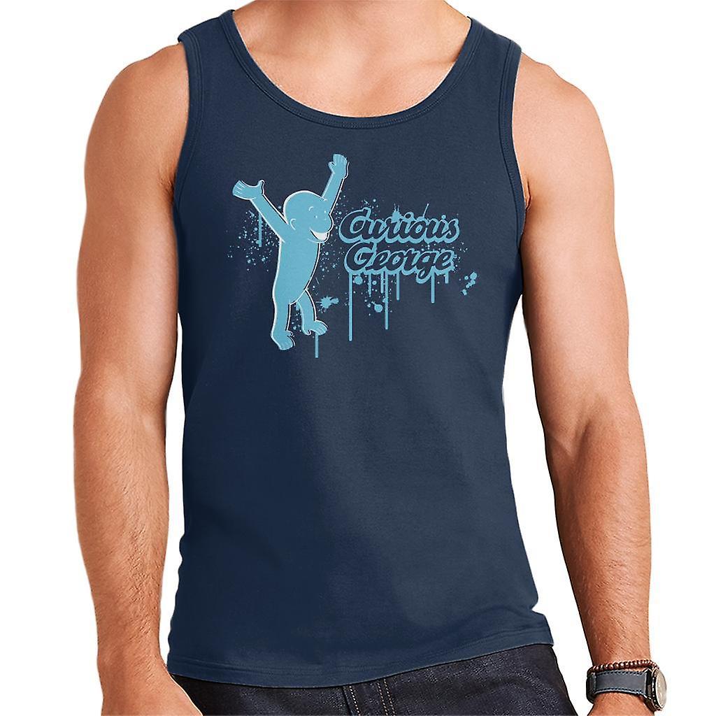 Curious George Paint Drip Logo Men's Vest Navy Blue Large