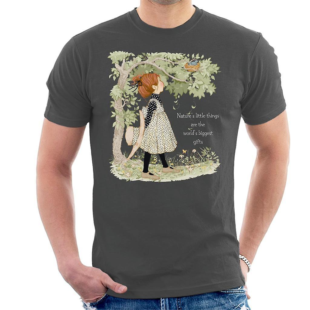 Holly Hobbie Natures Little Things Light Text Men's T-Shirt Charcoal Medium