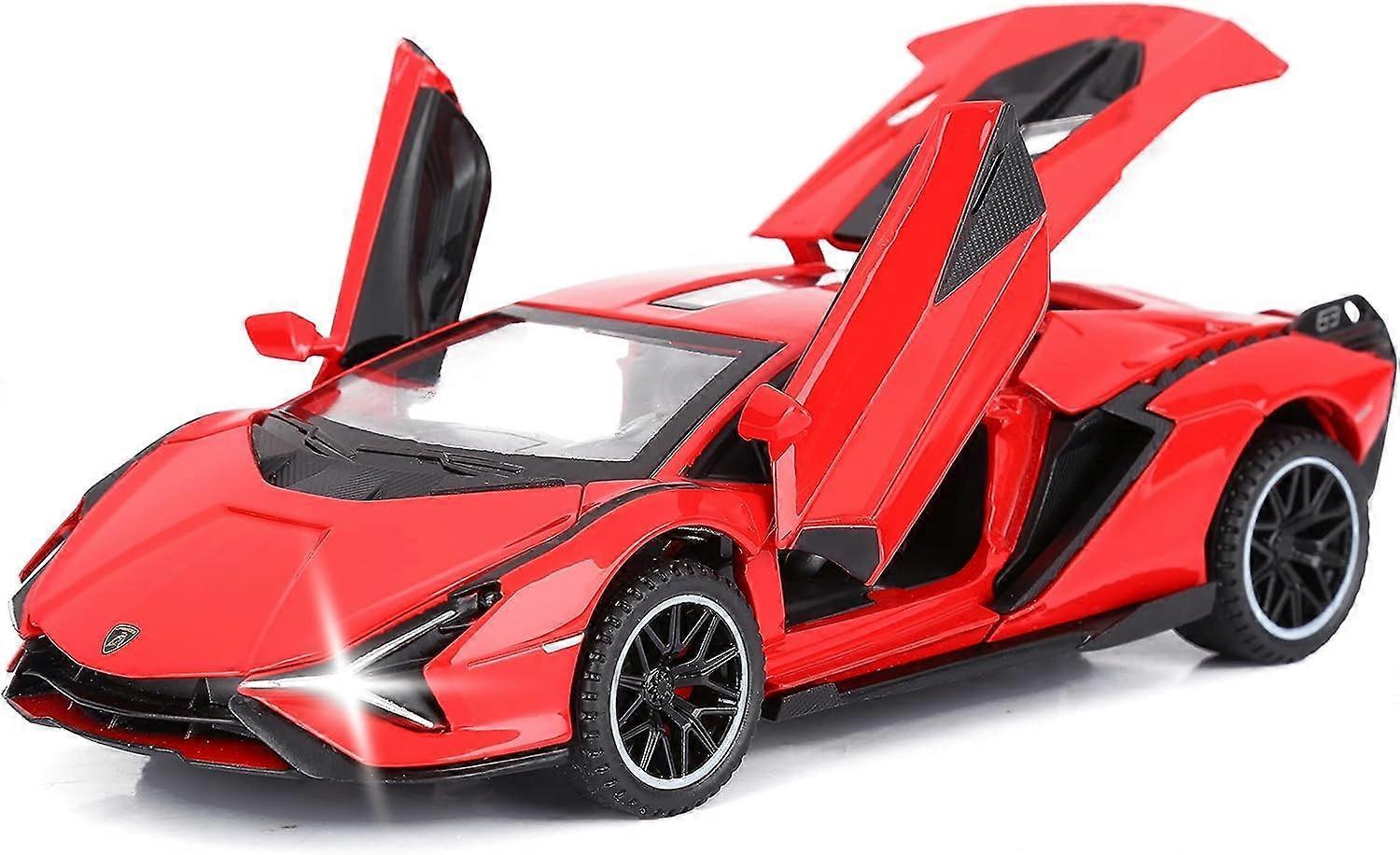 Heyone Toy Car Lambo Sian FKP3 Metal Model Car with Lights and SoundBack Toy Car for Boys 3+ (Red)