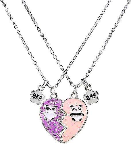 Wjiaer 2pcs Set Best Friends Magnetic Half Broken Heart Koala Panda Engraved Bff Pendant Necklace For Women Girl Men Forever Bff Friendship Jewelry...