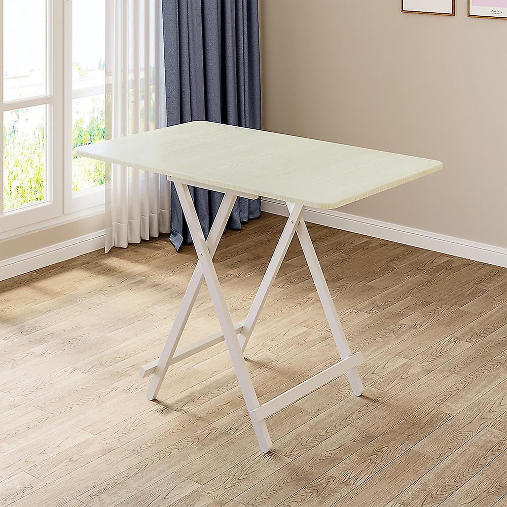 Living And Home Dining Table Foldable Rustic Wooden Dining Table White 60x100cm