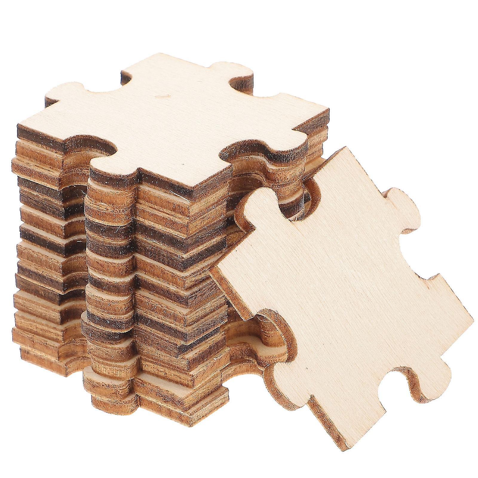 unbrand 100pcs Blank Puzzle Pieces Unfinished Wood Puzzle Color Your Own Puzzles For Kids As Shown 3.5X3.5cm