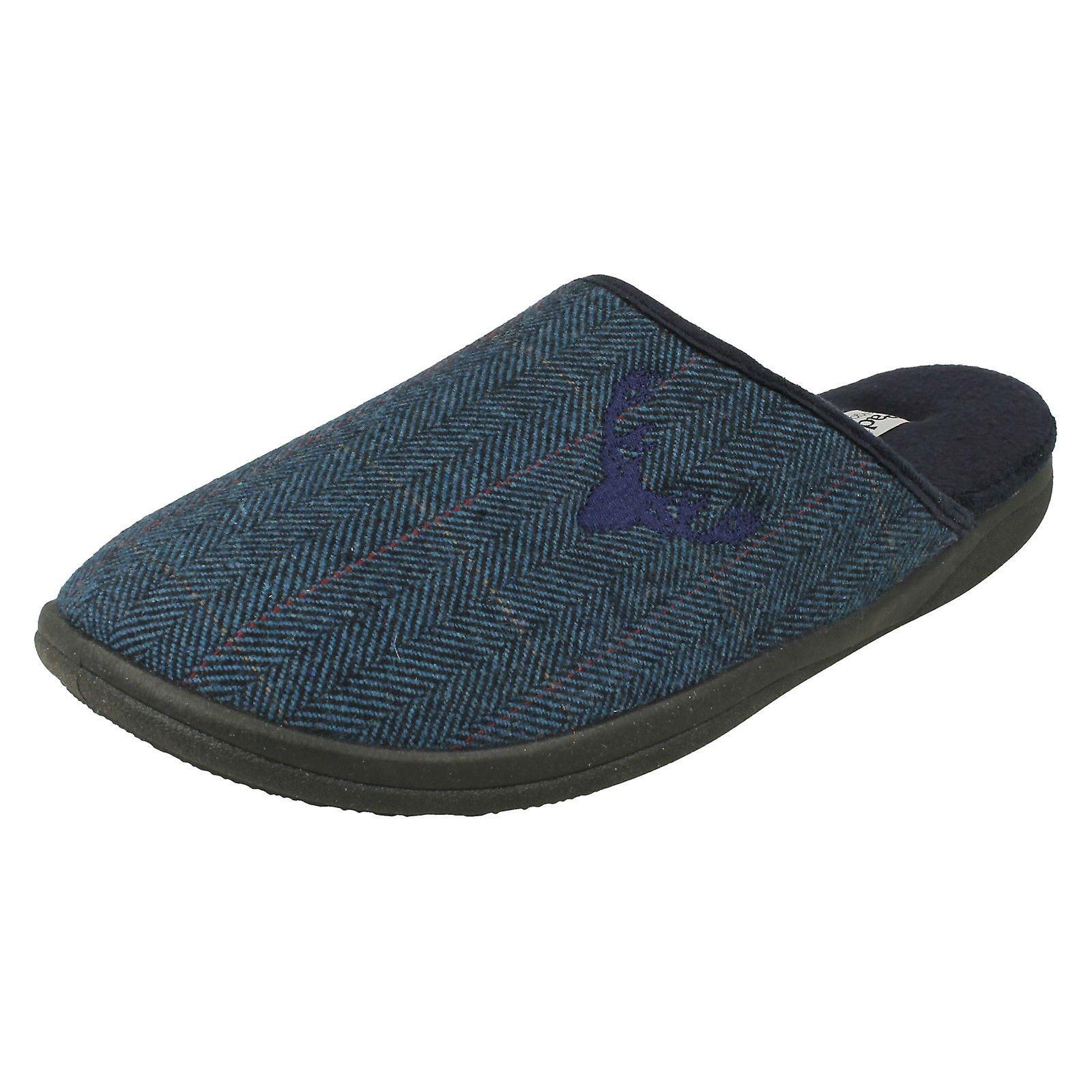 Mens Padders Stag Detailed Mule Slippers Stag Navy Combi (Blue) UK 8