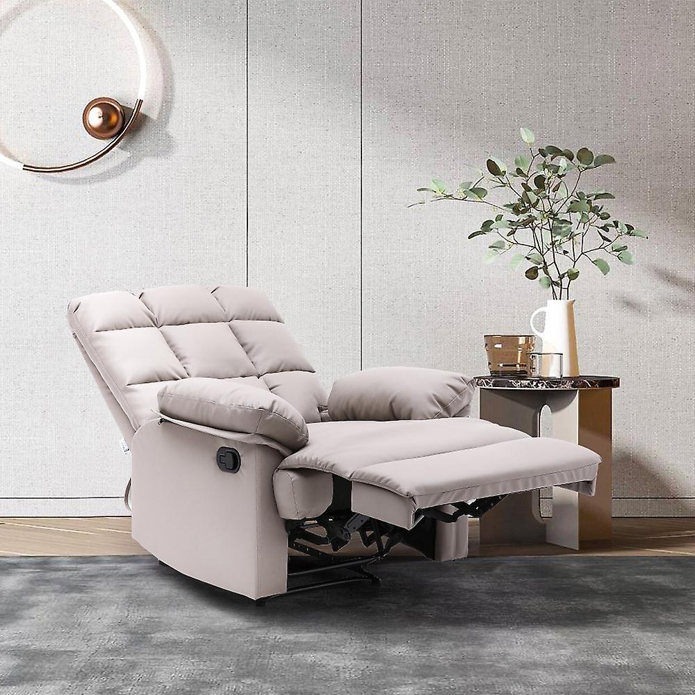 Living And Home Faux Leather Upholstered Recliner Armchair Khaki