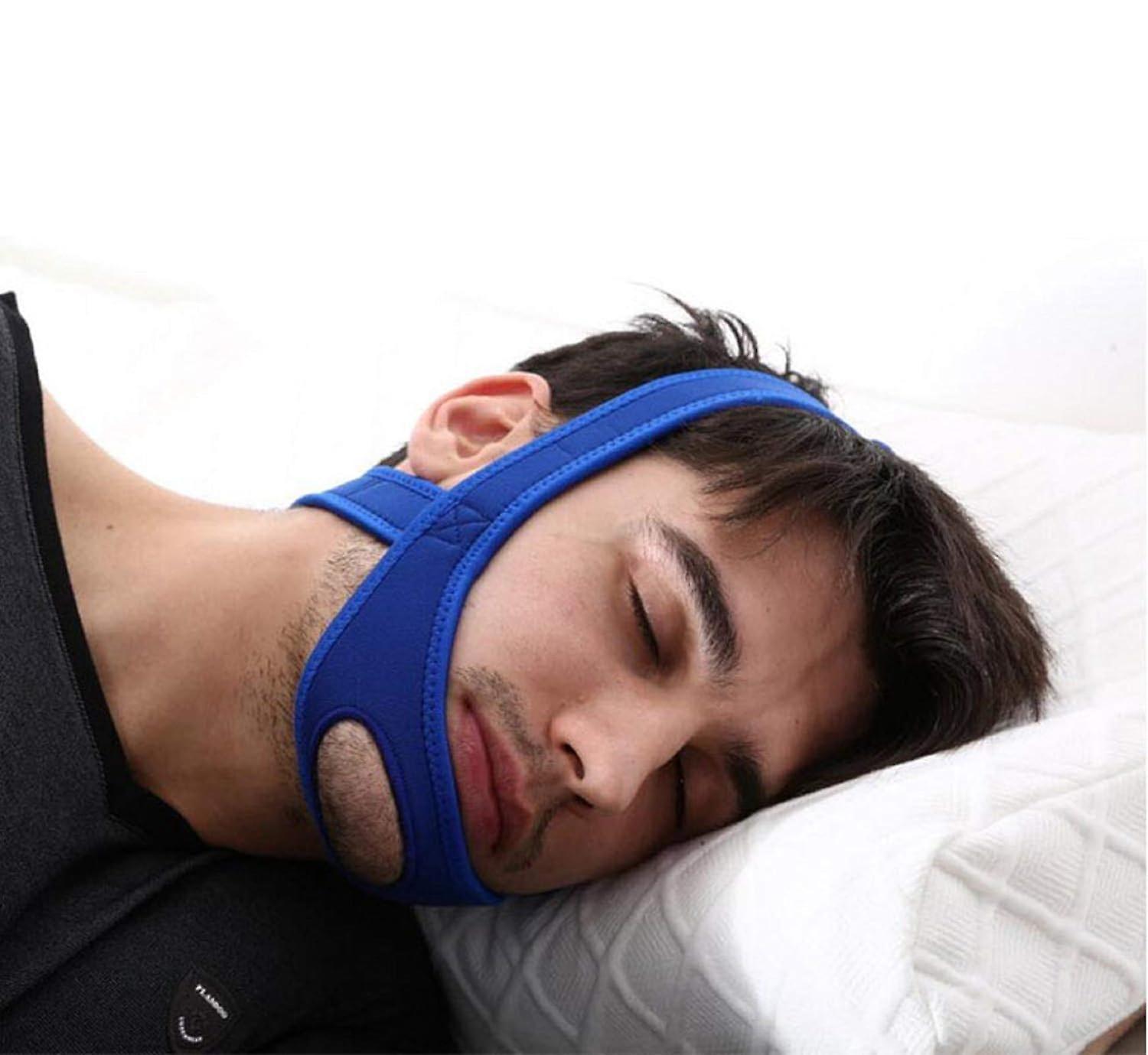 Lbh Stop Snoring CPAP Chin Strap and Anti Snoring Solution,Adjustable Anti-Snore Supporter Device (Blue Strap)