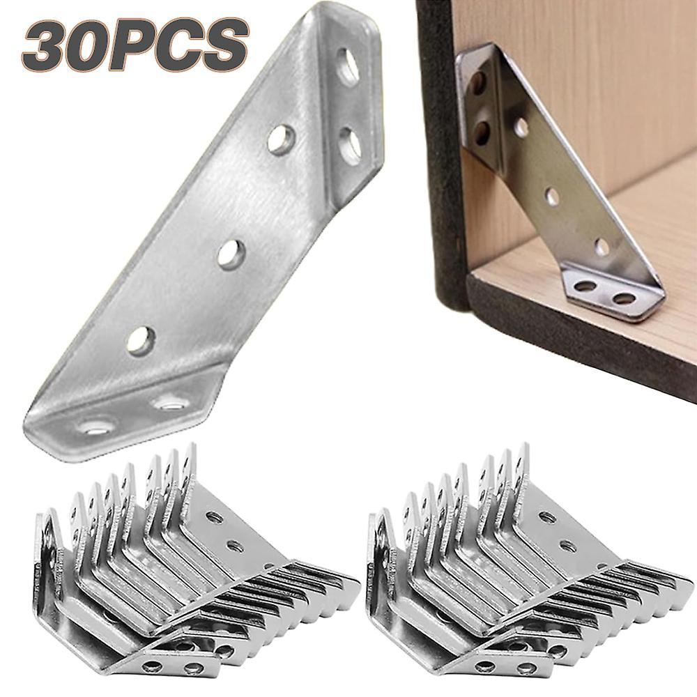 Manchalk 1-50pcs Triangle Bracket Furniture Support Thickened Stainless Steel Universal Connector Angle Corner Brackets 30Pcs