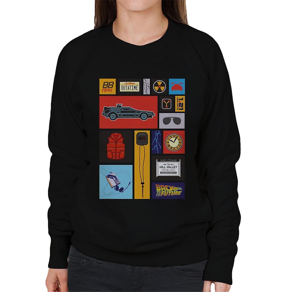 Back to the Future Tile Montage Women's Sweatshirt Black Medium