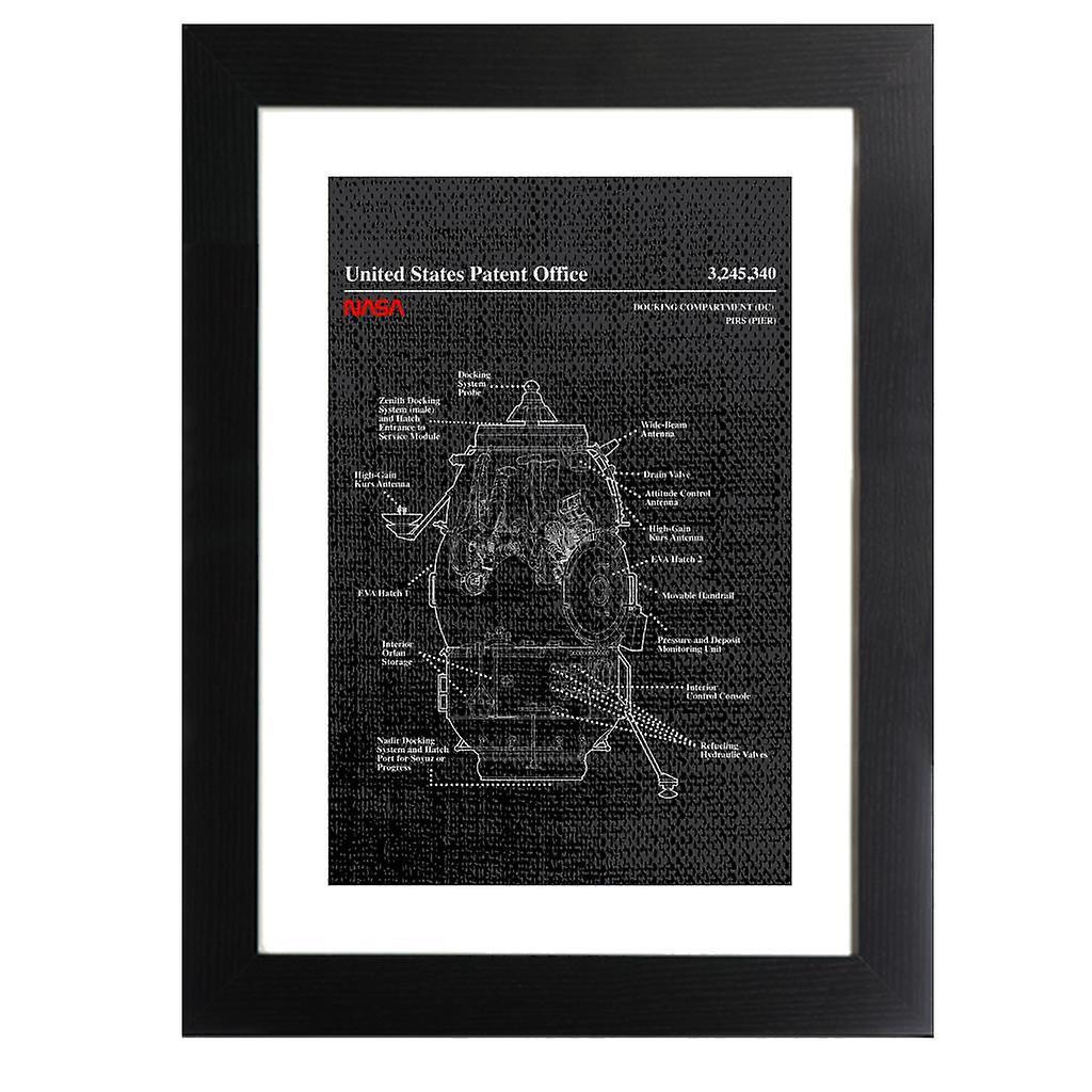 NASA Russian Docking Compartment Blueprint Framed Print Black 39 x 52 cm